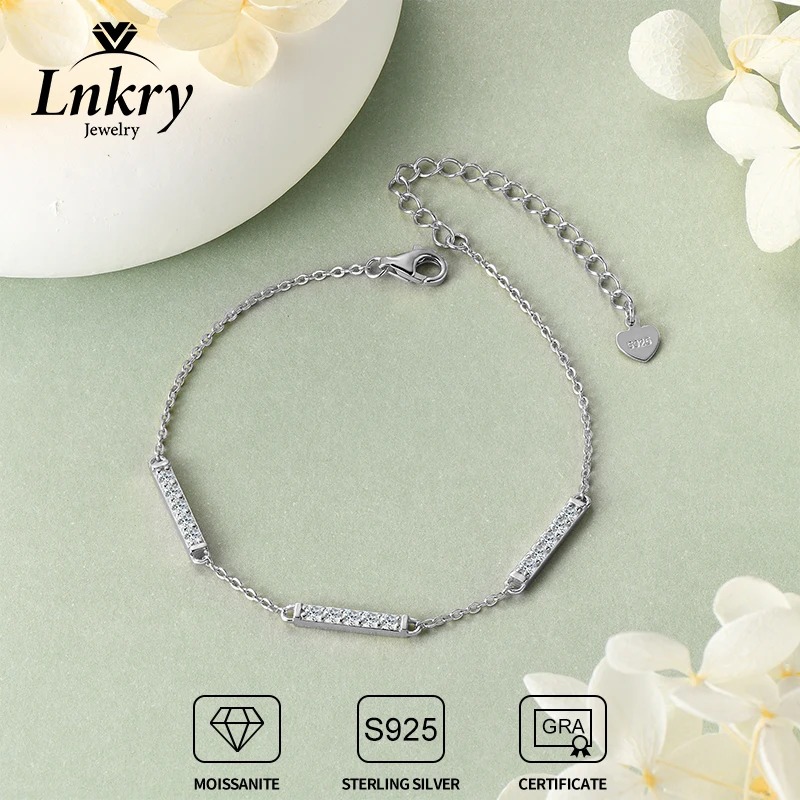 

Lnkry 925 сертифицированные серебряные браслеты-цепочки на руку с микроинкрустацией 2 мм браслет из муассанита для женщин и девочек модные ручные украшения подарок