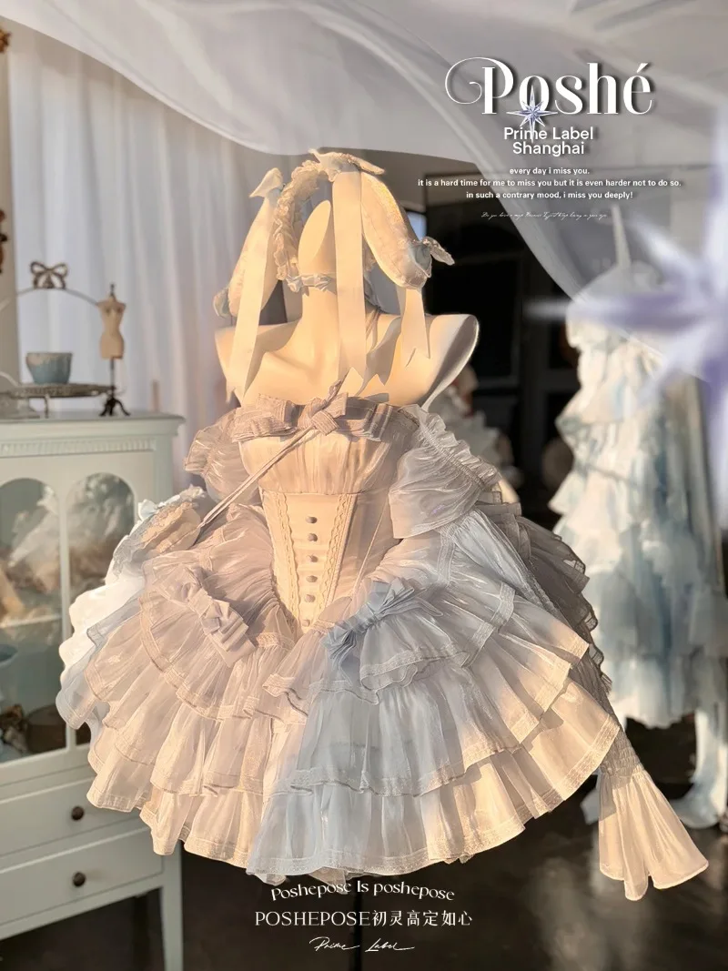 

Fashion Slimming Bow New Off-the-shoulder Lace-up Sleeveless Sweet Princess Lolita Style Women's Elegant Dresses Summer