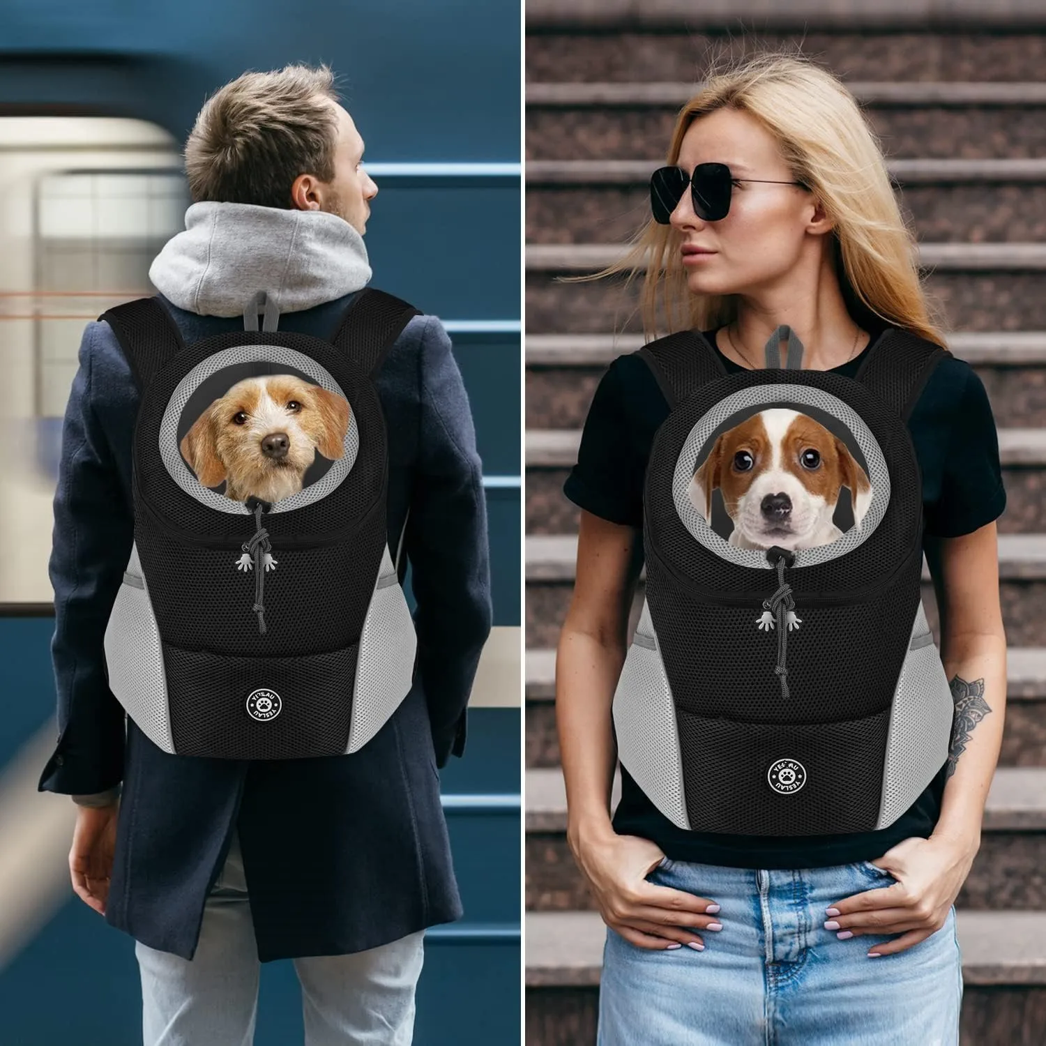 Pet Backpack Portable Portable dog Double Shoulder bag Outdoor Travel cat Carrier Bag Pet Dog Front Bag Mesh Backpack