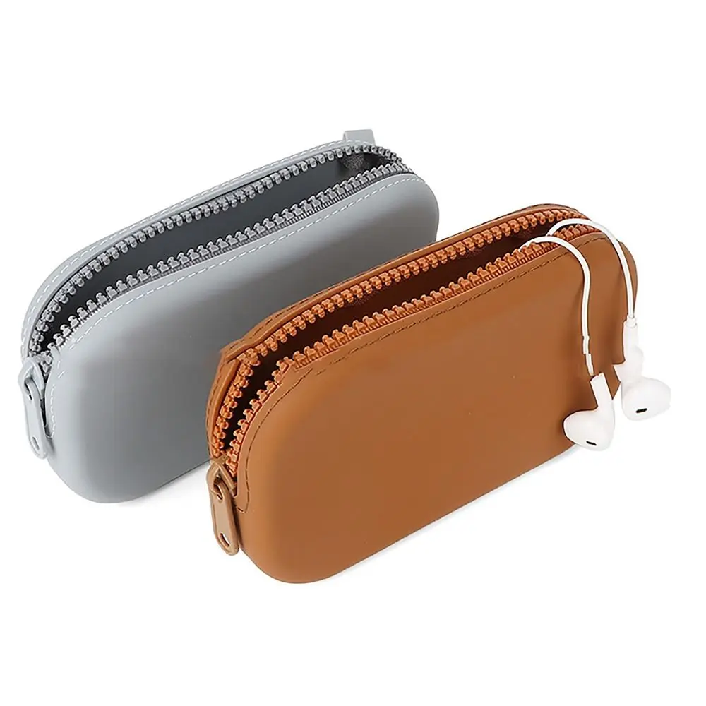 Vintage Silikon-Organizer, Kosmetiktasche, wasserdicht, glatter Reißverschluss, Geldbörse, Münzgeldbörse, Kopfhörertasche, für Damen und Mädchen