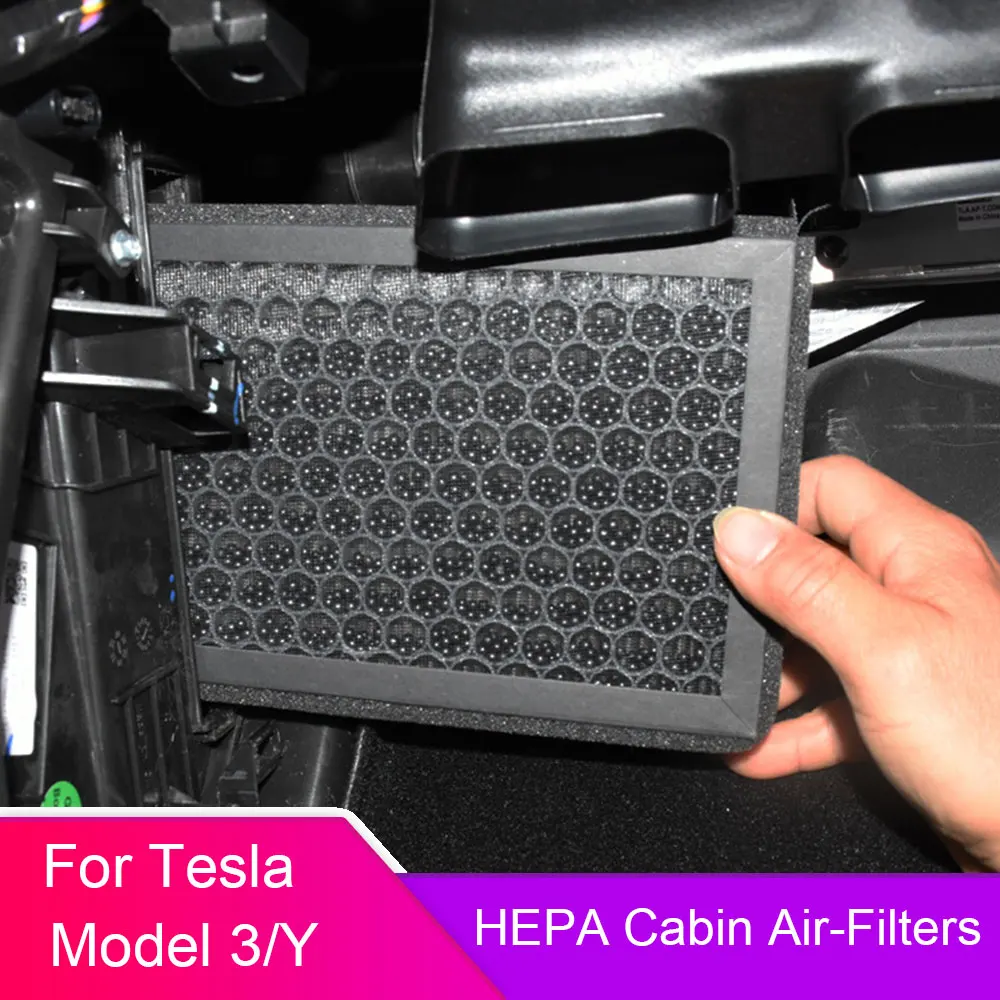 

HEPA Air conditioner filt For Tesla Model 3 Y 2017-2023 Accessories N98 Activated Carbon Air Replacement Cabin Air-Filters 2pcs