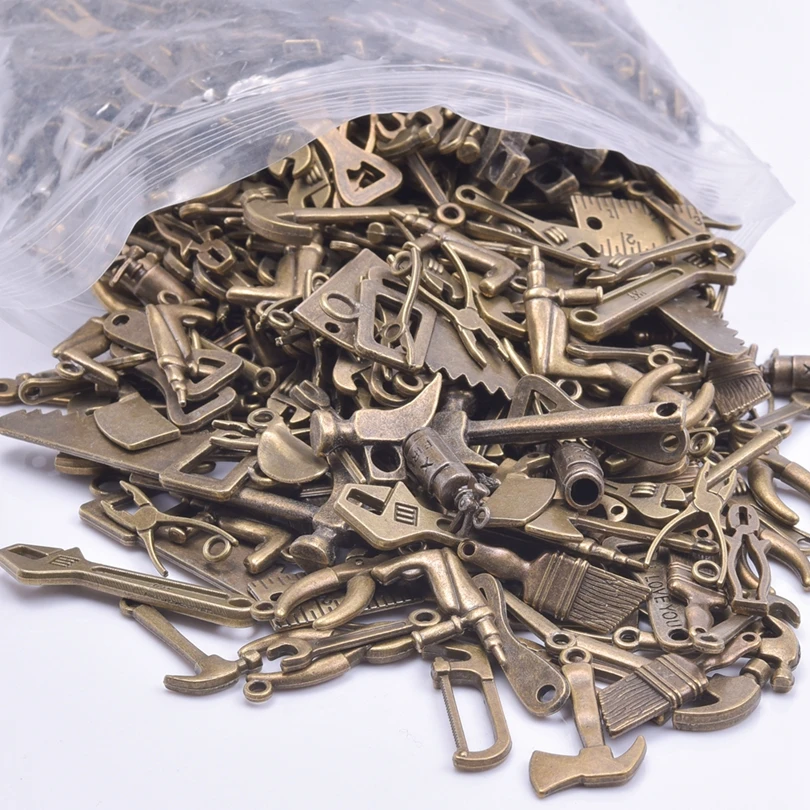 10/20/30pcs/Lot Bronze Tools DIY Jewelry Pendants I Love You Bottle Opener Brush Charms In Bulk Metal Jewellry Making Supplies