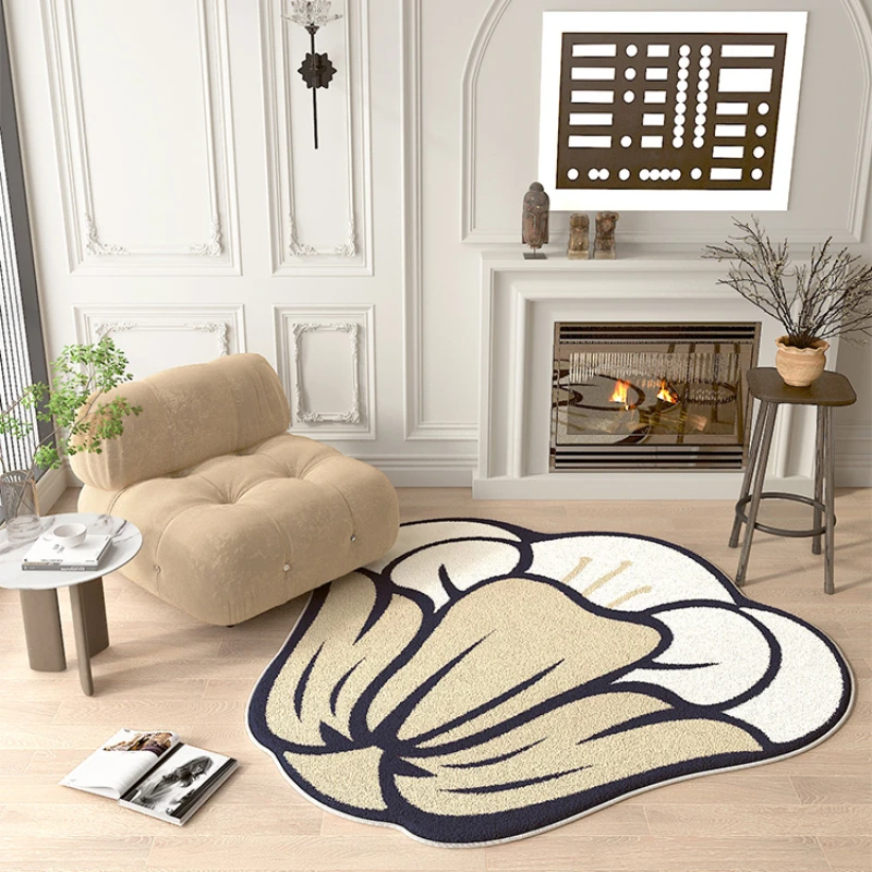 French Light Luxury Living Room Decoration Plush Carpet Flowers Bedroom Bedside Alien Carpets Home Cloakroom Washable Soft Rug