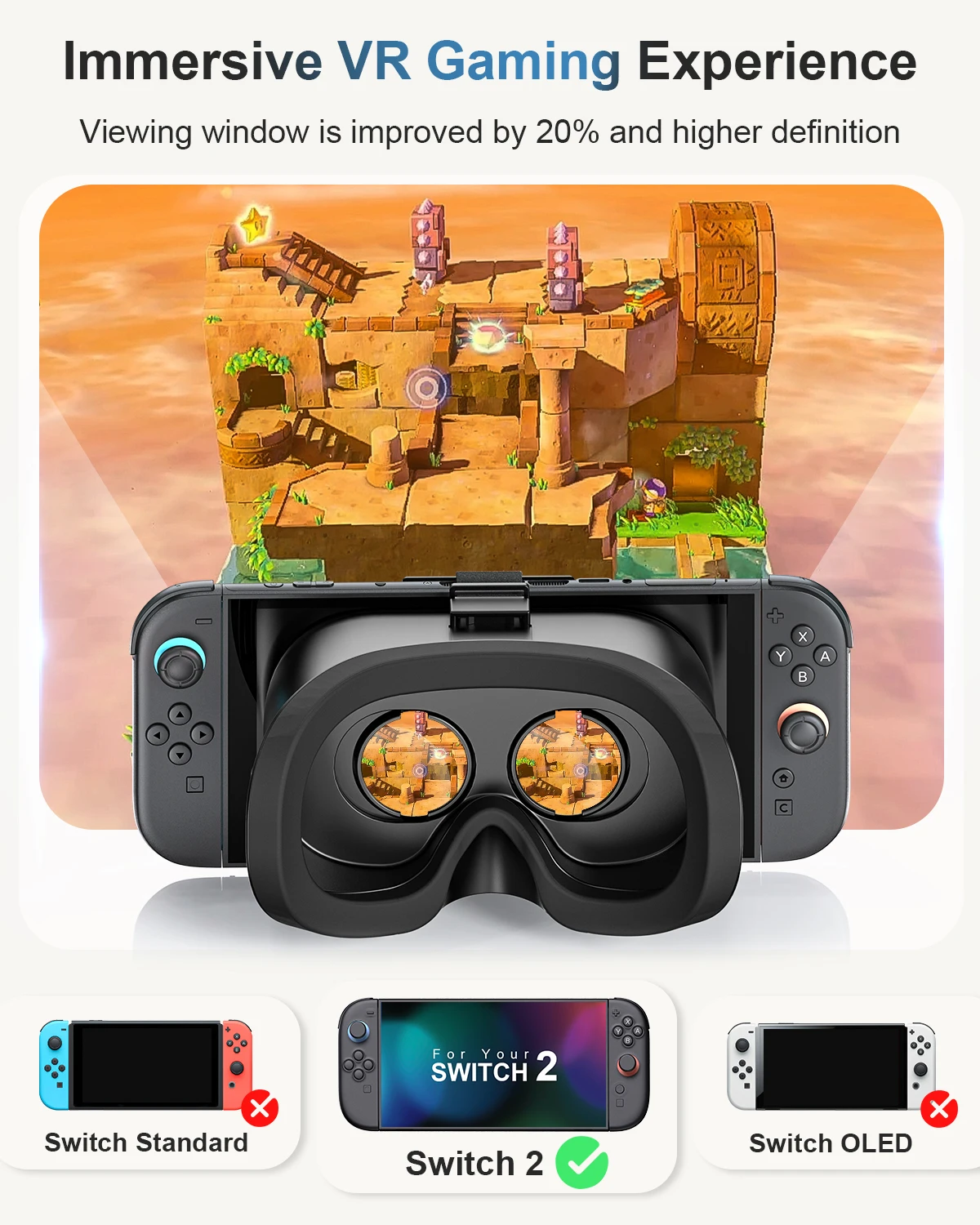 VR Headset For Nintendo Switch 2 3D Glasses Virtual Reality Movies NS 2 VR Immersive Gaming Experience Headband Adjustable Lens - view 5