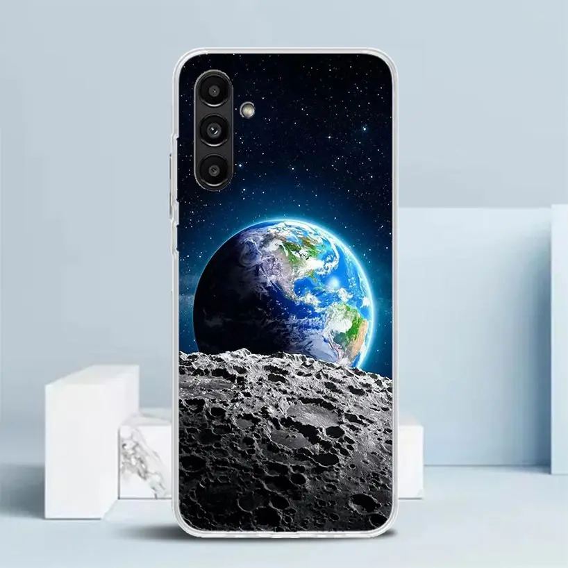 Earth Stars Space Phone Case For Samsung Galaxy A15 A14 A13 A12 A55 A54 A53 A52 A35 A34 A33 A32 A25 A24 A23 A22 A04S A03S A02S