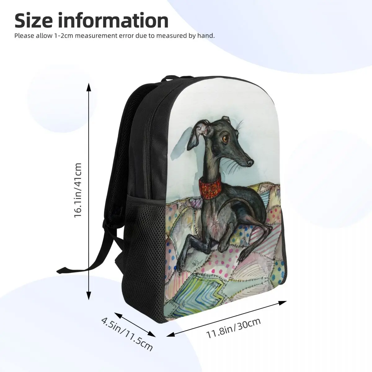 Greyhound Whippet Dog Backpack for Women Men Waterproof School College Bag Printing Bookbag