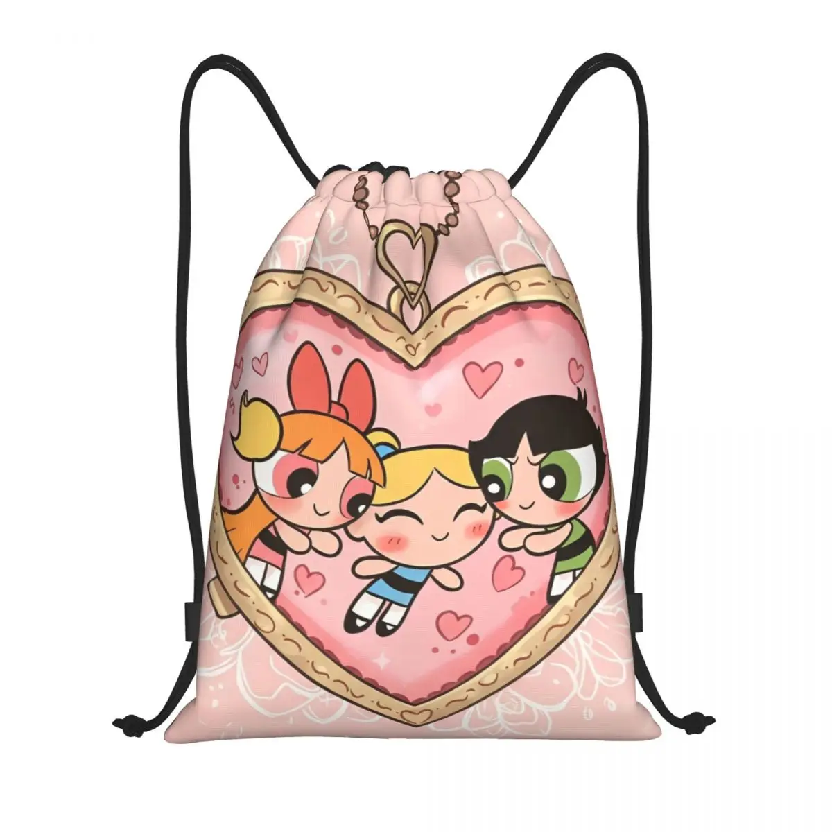 

Cartoon Cute P-Powerpuff Girls Drawstring Backpack Gym Sports Sackpack Water Resistant String Bags for Running