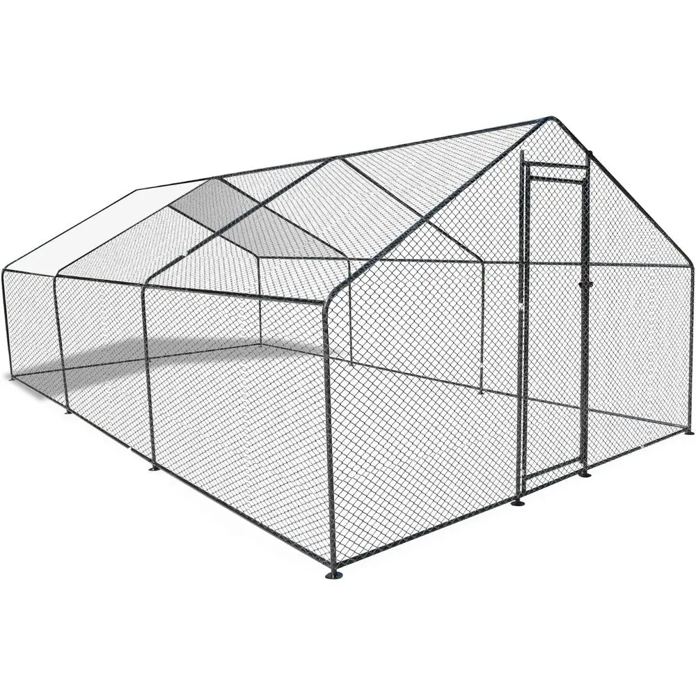 

Large Metal Chicken Coop Walk-in Poultry Cage House Duck Rabbit Pen with Waterproo & Anti-UV Cover or Outdoor Yard arm Use(19.7'