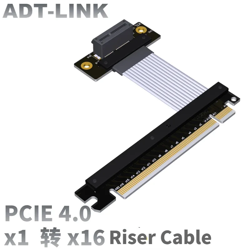 Silver-Plated Wire 4.0 Riser PCI-E x16 to x1 Extension Cable PCI Express 1x Female to 16x Male Gen4.0 Mainboard SSD GPU Extender