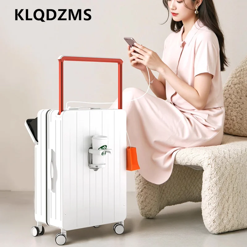 

KLQDZMS 22"24"26 Inch Multifunctional Suitcase Front Opening Laptop Boarding Box 20" Trolley Case Carry-on Travel Luggage