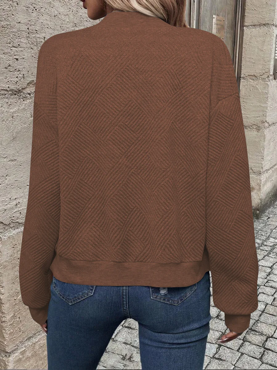 Damen Herbst- und Winterjacke, Neu, Einfarbig, Schlicht und Exquisit, mit Reißverschluss, Baseballkragen, Lässige Jacke – Detail 17