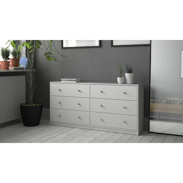 Bedroom Furniture Antique Wood White 6 Drawer Double Dresser Multipurpose Organiser for Closet Shelf Dresser