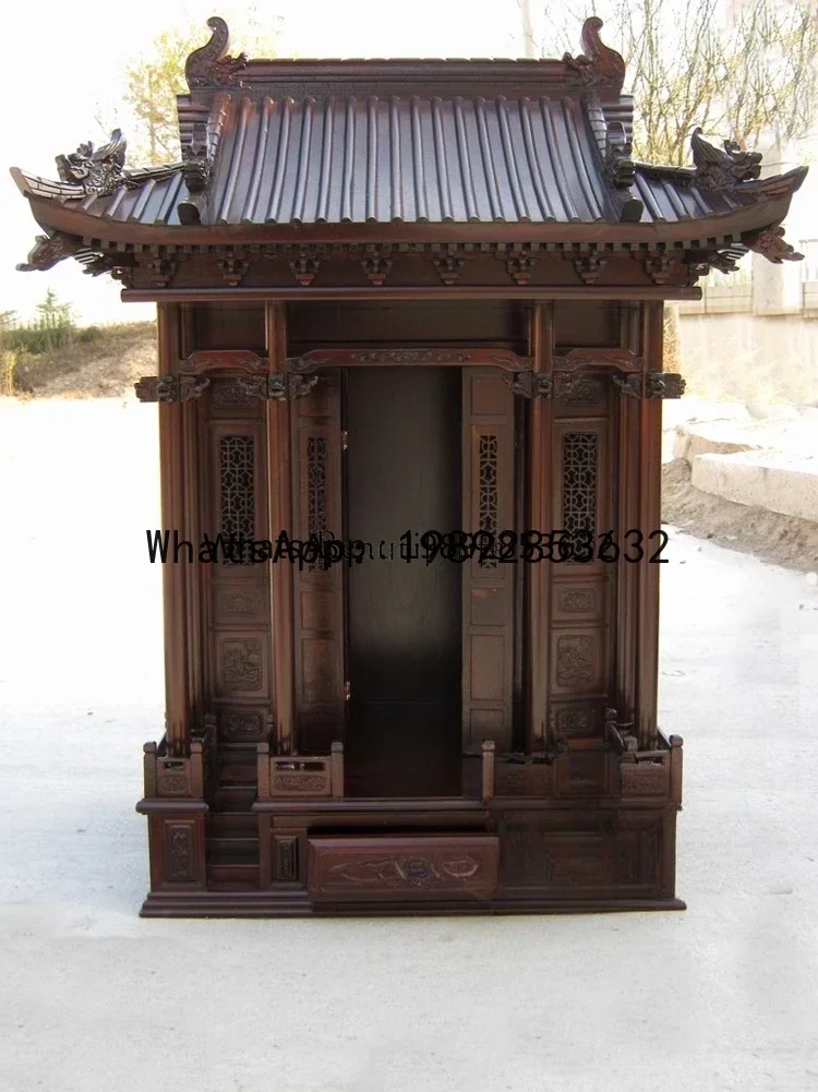 

palace-style shrine roof with door camphor wood table Buddhist platform