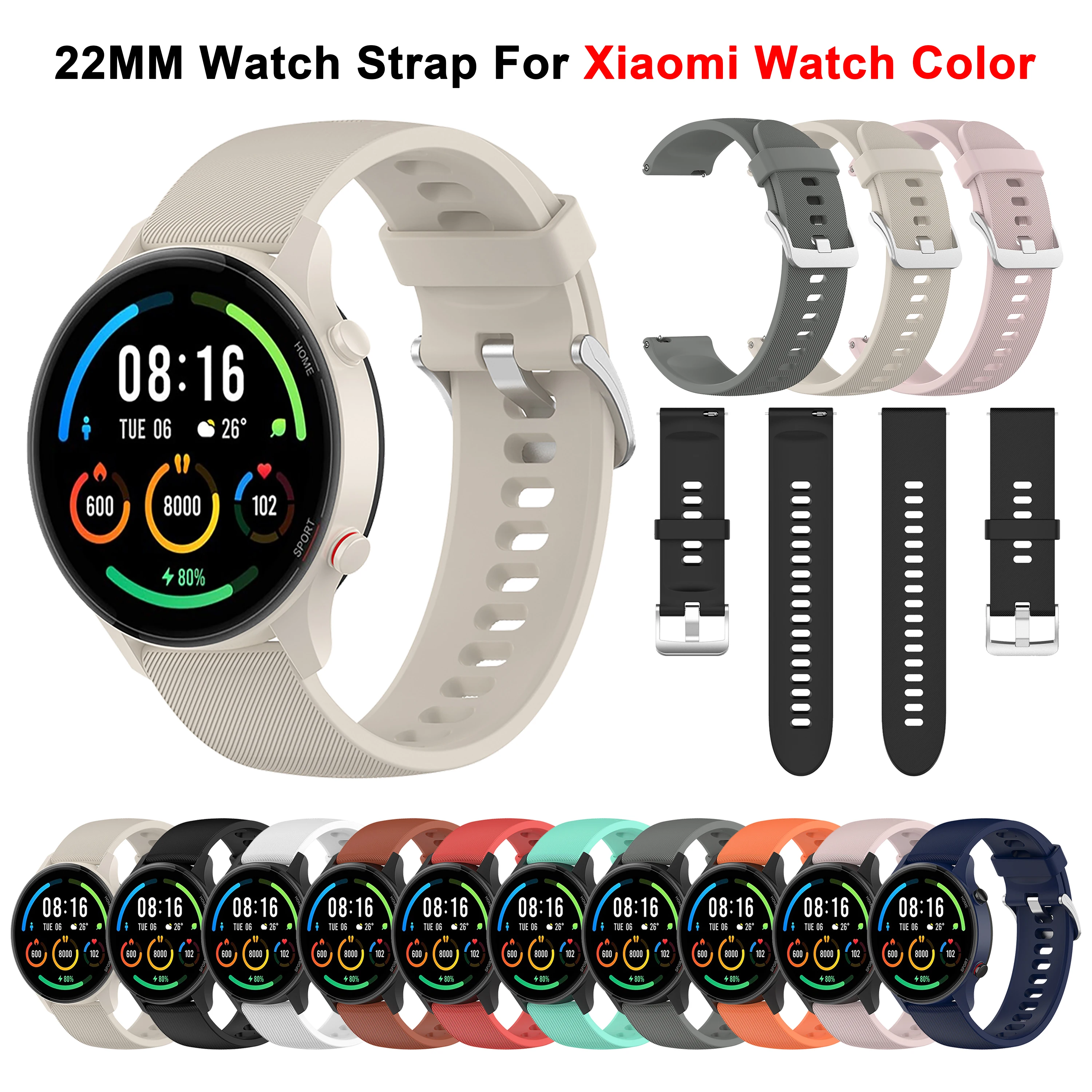 

For Xiaomi Watch Color S1 S2 S3 S4 Samrt Watch Band 22mm Silicone Strap for Huawei GT6 GT5 Pro GT4 46MM Amazift GTR 4 3 2 Correa