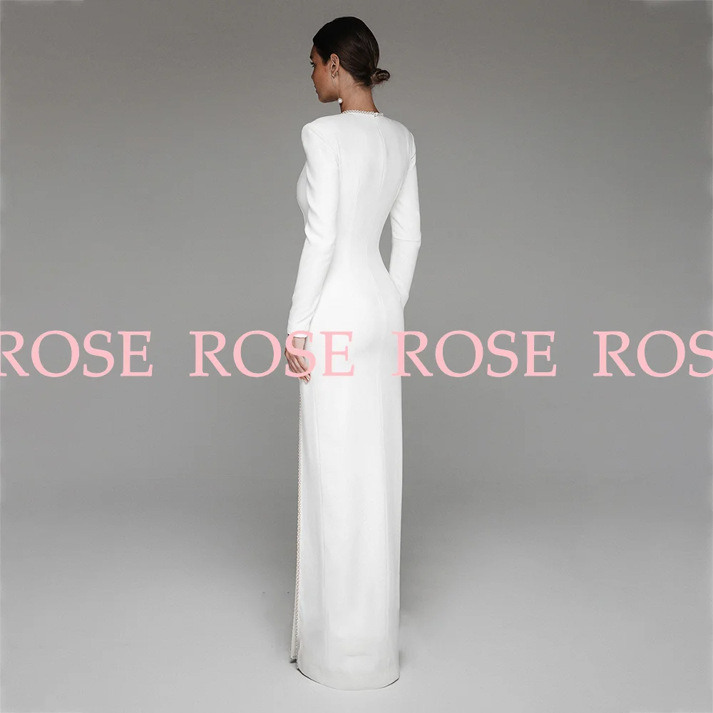 Furtanseo Civil Wedding Dresses 2023 Full Sleeve Floor Length Bridal Gowns For Women Simple O-Neck Wedding Gowns Vestidos Novia