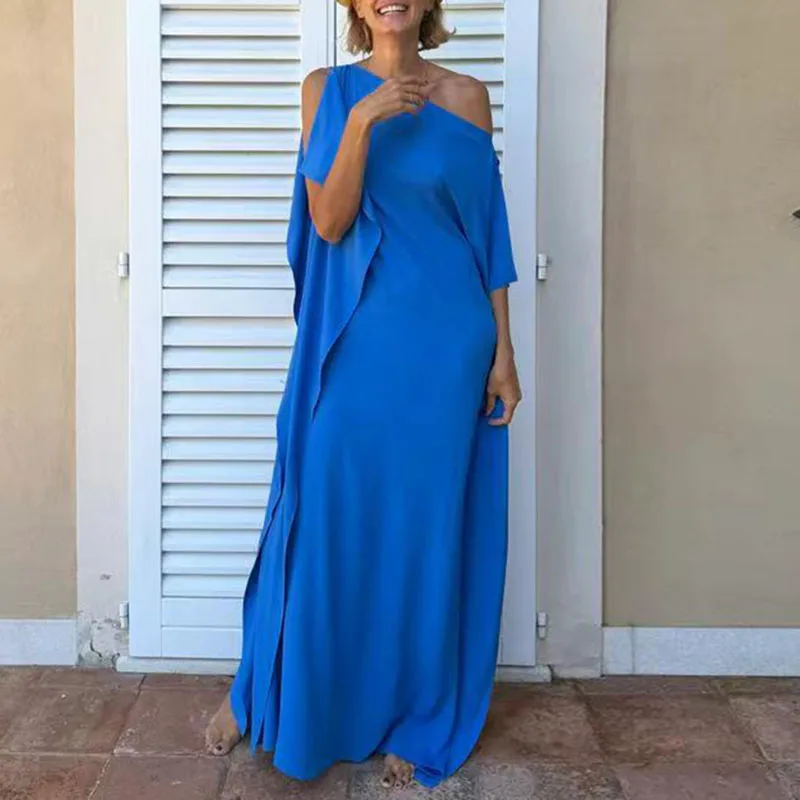 Roben für Frauen, elegantes Ballkleid mit Schrägkragen, 2025, Frühling, reiner Schlitz, unregelmäßiges Kleid, Sommer, eine Schulter, ärmelloses Maxikleid