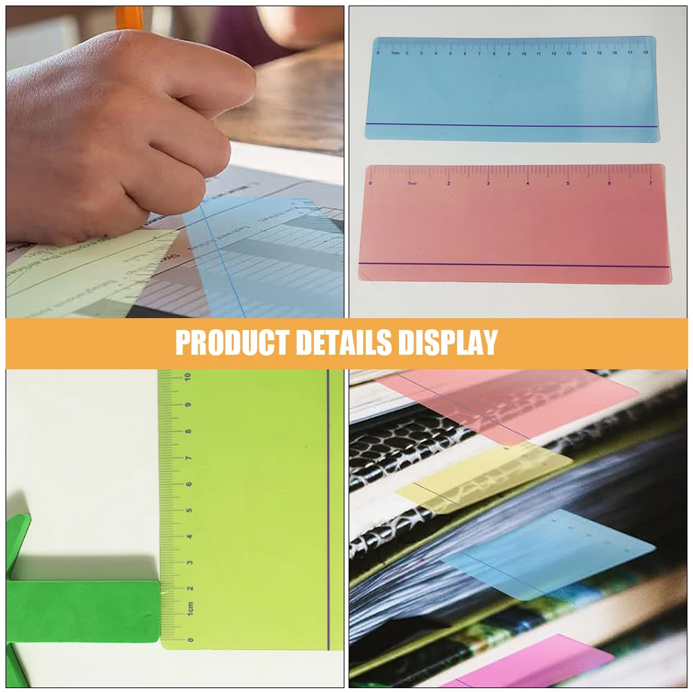 8pcs Reading Ruler Bookmark Guides Shatterproof PET Pocket Highlighters Strips Classroom Dyslexia Tools Kids Teaching Bookmarks