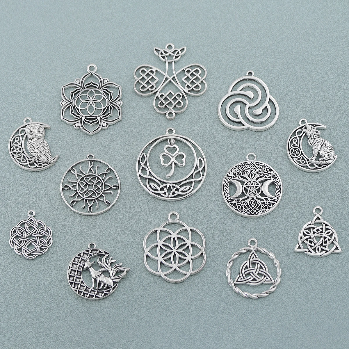 10 PCS Celtics Knot Trinity Triquetra Amulet Charms for DIY Pendant Jewelry Making Findings
