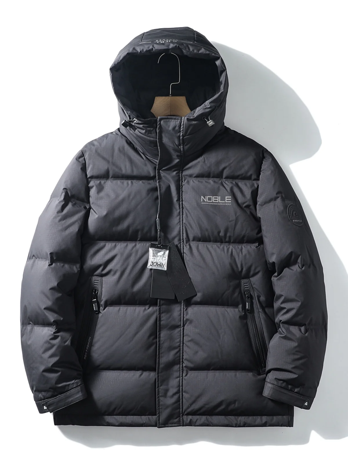 

High Puffiness 90 Duck down Jacket Men's Autumn Winter Thick Warm Casual Hooded Padded Coat Fashion Urban Style Outerwear