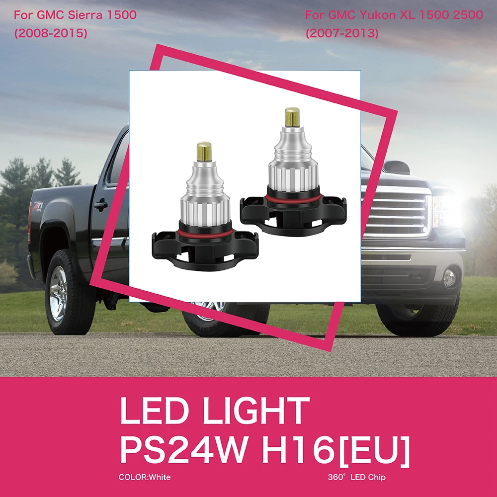 

2 шт./компл. 360 ° COB авто светодиодный светильник для фар для GMC Sierra 1500 Yukon XL 1500 2500, аксессуары для авто противотуманных фар