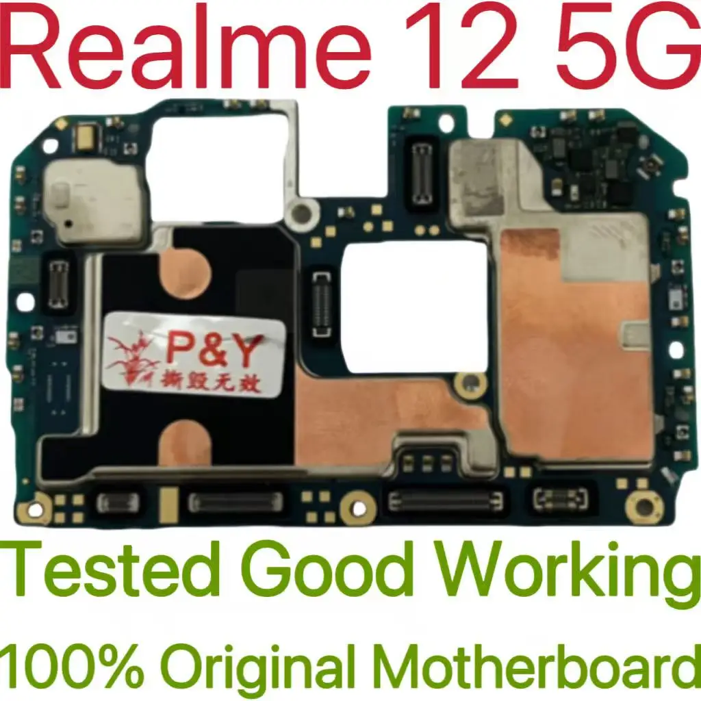 Globale versie origineel ontgrendeld moederbord voor Realme 12 5G Getest circuitbord hoofdlogica-bord voor Realme 12 5G