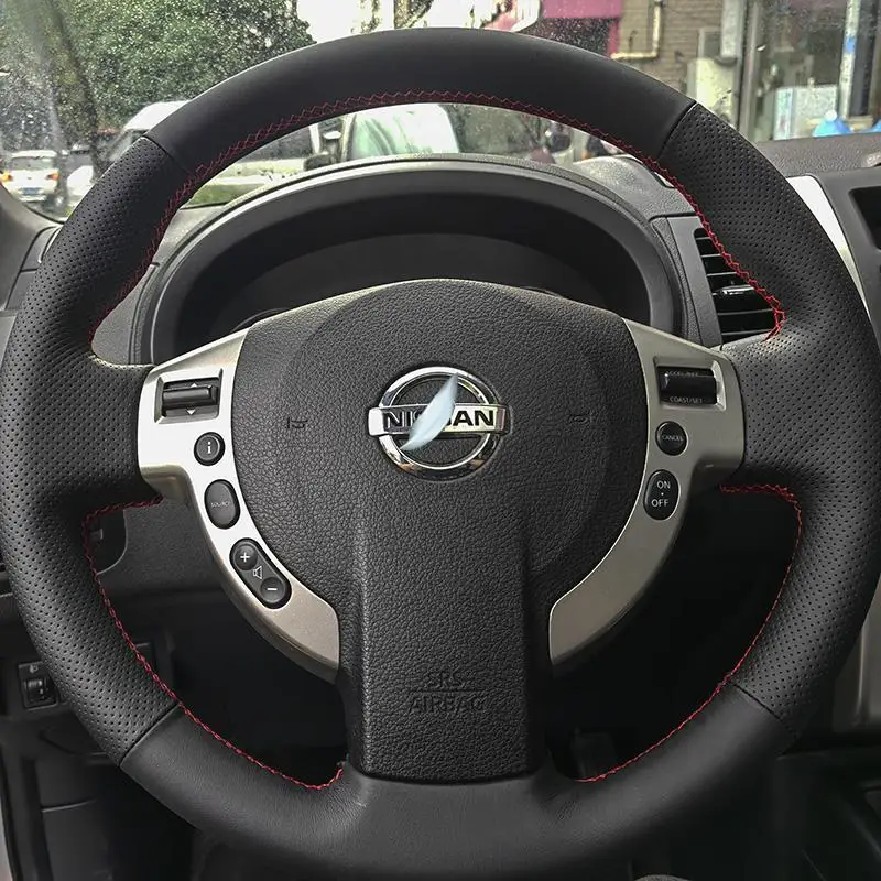 

For Nissan Qashqai X-Trail 2008 10 11 12 13 15 16 Hand-stitched Non-slip Auto Interior Accessories Steering Wheel Cover