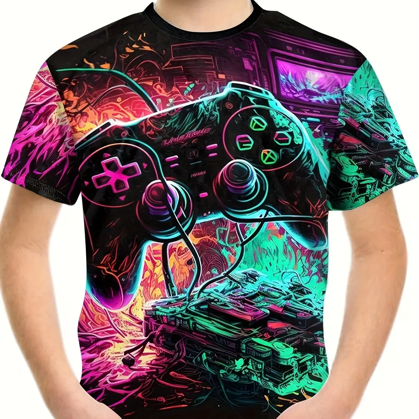 

Children's Clothing T-Shirts for Boys Short Sleeve Children's T-Shirts 3D Gamepad Print Fashion Round Neck Kids Summer Clothes