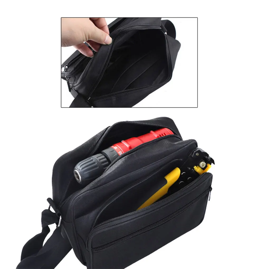 Black Stylish Black Shoulder Bag For Easy Outdoor Maintenance Space-saving Maintenance Electrician Shoulder Bag