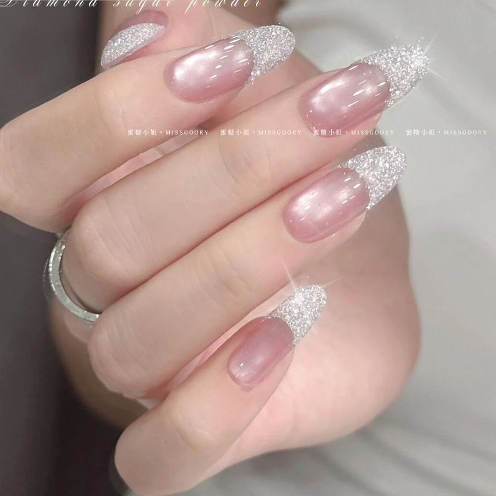 1 Glas Funkelndes Weißes Zucker-Nagelglitzerpulver Winter Silber Reflektierendes Diamant-Candy-Reibepigment DIY Maniküre-Kunst-Dekor – Detail 4
