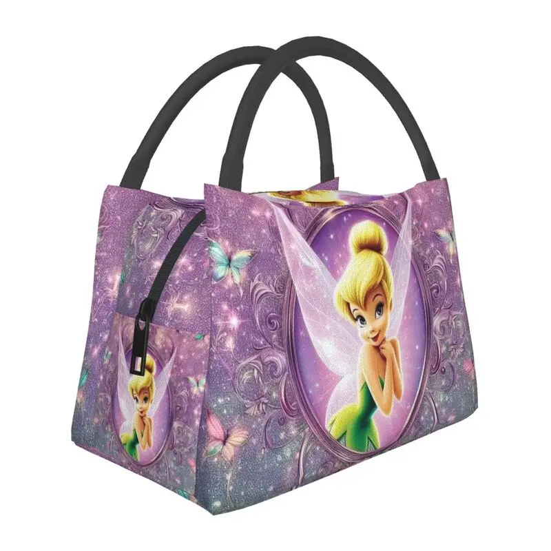 حقيبة غداء معزولة من كارتون تينكر بيل فيري للمكتب المدرسي، صندوق غداء مبرد حراري مانع للتسرب للنساء