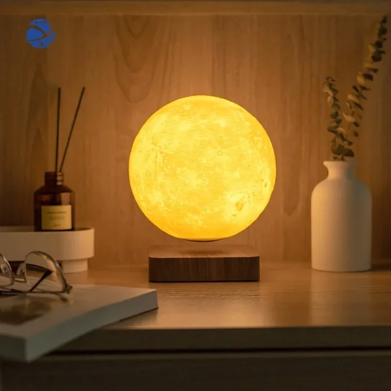 Nordic Decoration Table Lamp Office Desk Wholesale Cheap Bedroom Magnetic Levitating Floating 18CM Moon Table Room Lamp