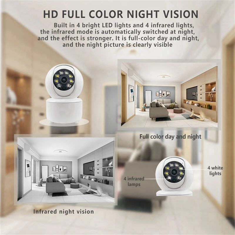 Câmera De Vigilância De Vídeo HD Sem Fio WiFi, câmera De Segurança Interna, Auto Rastreamento