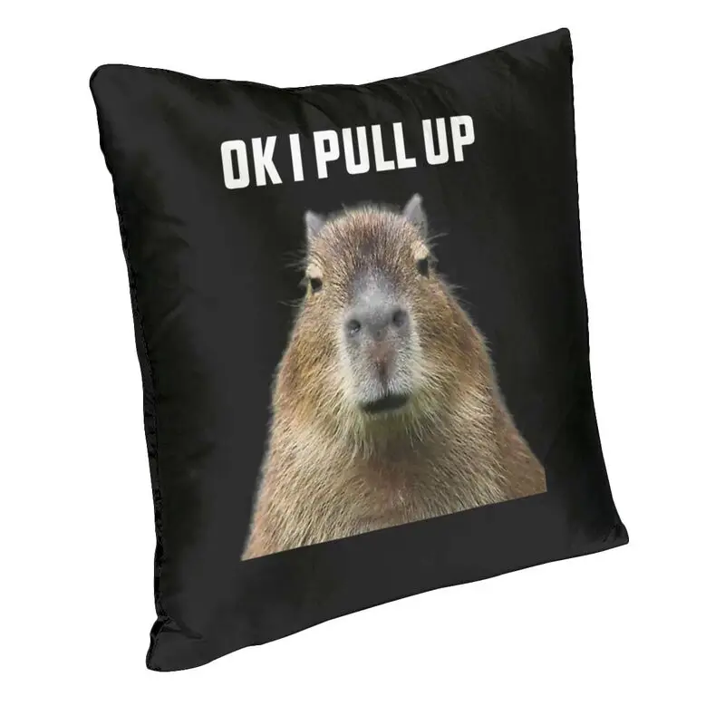Ok I Pull Up Capybara Cushion Cover 45x45 Decoration 3D Printing Throw Pillow for Car Double-sided