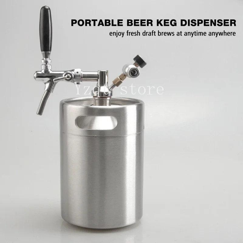KEG barrel 304 stainless steel portable craft fresh beer pressurized air hair keg kit beating system adjustable faucet