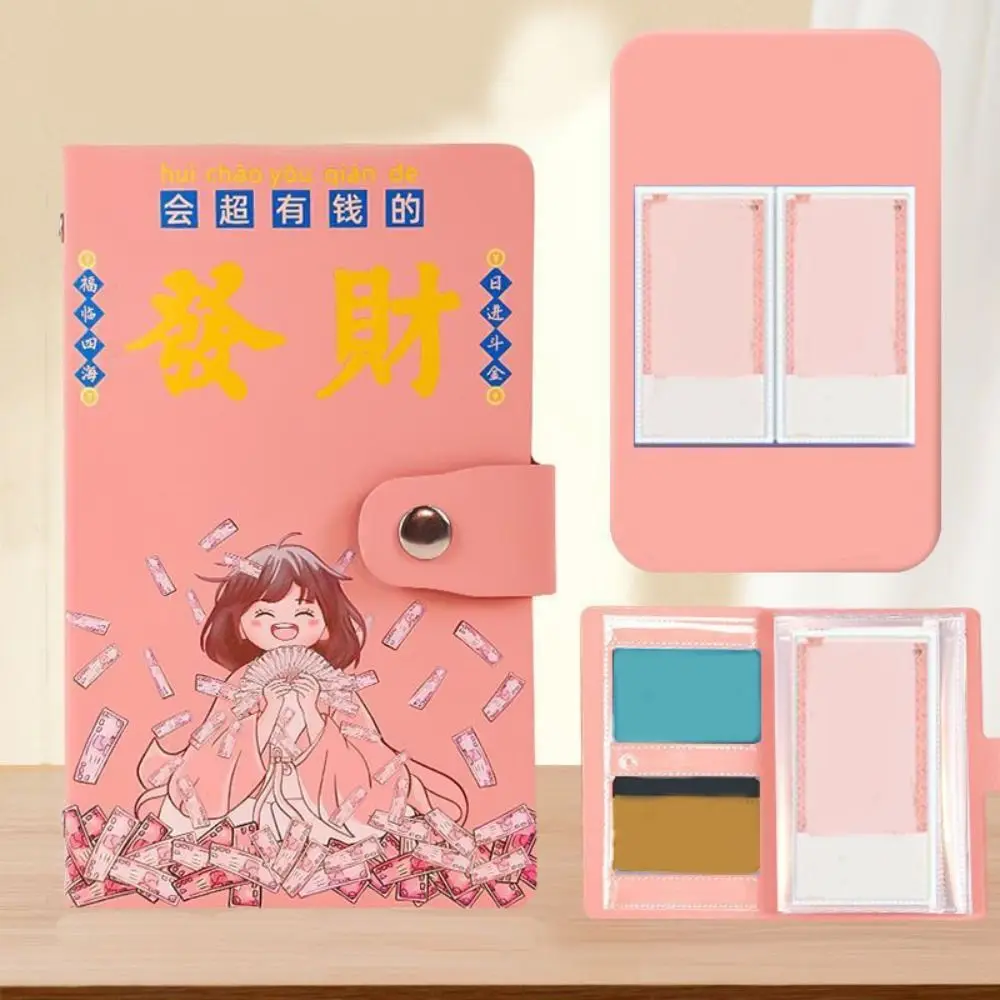 Cartoon Letter 100 Envelope Challenge Binder 50 Sheets Wallet Storage Money Saving Challeng Book Savings Handbook PU Leather