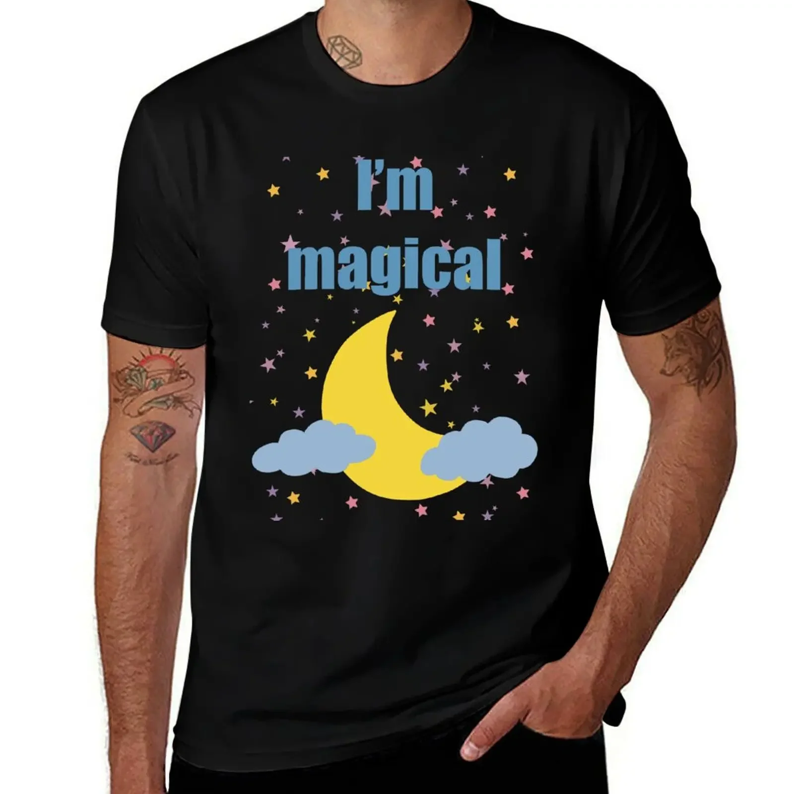 magical moon design with I'm magical reminder T-Shirt customs design your own plain T-shirts for men cotton