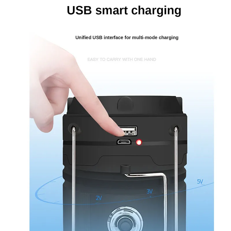 Portable LED Lanterns Solar Tent Light Outdoor Waterproof Telescopic Torch Flashlight Camping Lamp Emergency Working Lights