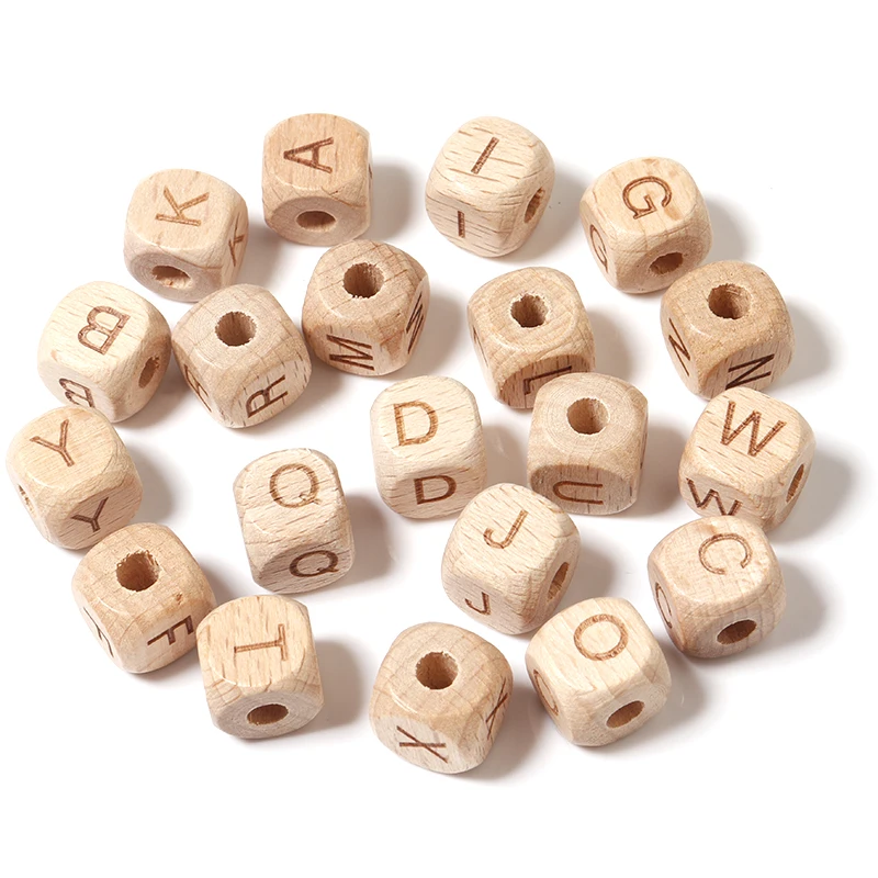 26pcs/Lot A-Z Square Letter Wood Beads Loose Alphabet Spacer Bead for DIY Crafts Kid\'s Toy Jewelry Making Handmade Accessories