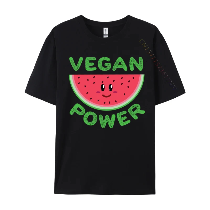 Vegan Power Cute Kawaii Veggie Vegetarian Healthy Eating Printed Cotton Unique Tops Shirt New Arrival Men Top T-Shirts