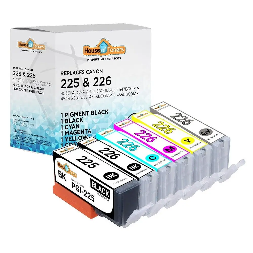 

6pk PGI-225 CLI-226 Ink for Canon PIXMA MG6120 MG6220 MG8120 MG8220 w/ GRAY