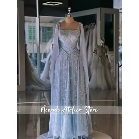 New Elegant Beading Long Sleeves Luxurious Women's Evening Dresses 2025 Dubai Aline Celebrity Dress Prom Gown Customized