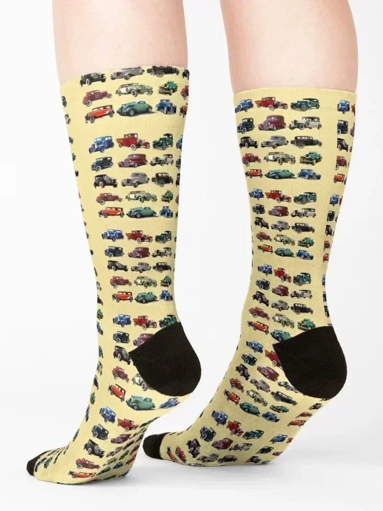Antique Classic Vintage Retro Oldtimer Cars Socks designer valentine gift ideas bright garter fashionable Socks Women Men's