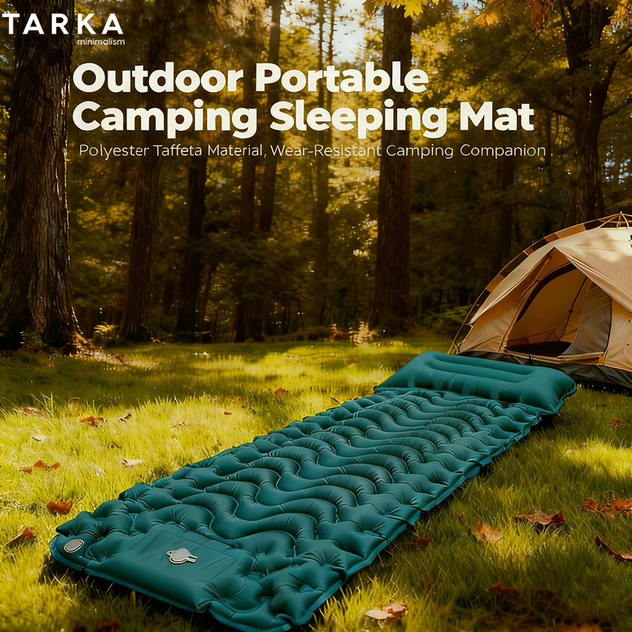 

TARKA Thicken Camping Mat Inflatable Mattress Sleeping Bed Tent Moisture-Proof Built-in Foot Pump Sleeping Pad with Pillow