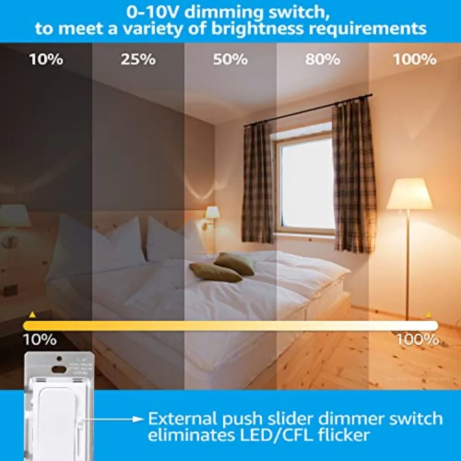 0-10V LED Dimmer Switch, Single-Pole or 3-Way Light Switch, 120-277V for Dimmable LED Panel Light Linear Light, ETL Listed, Pac