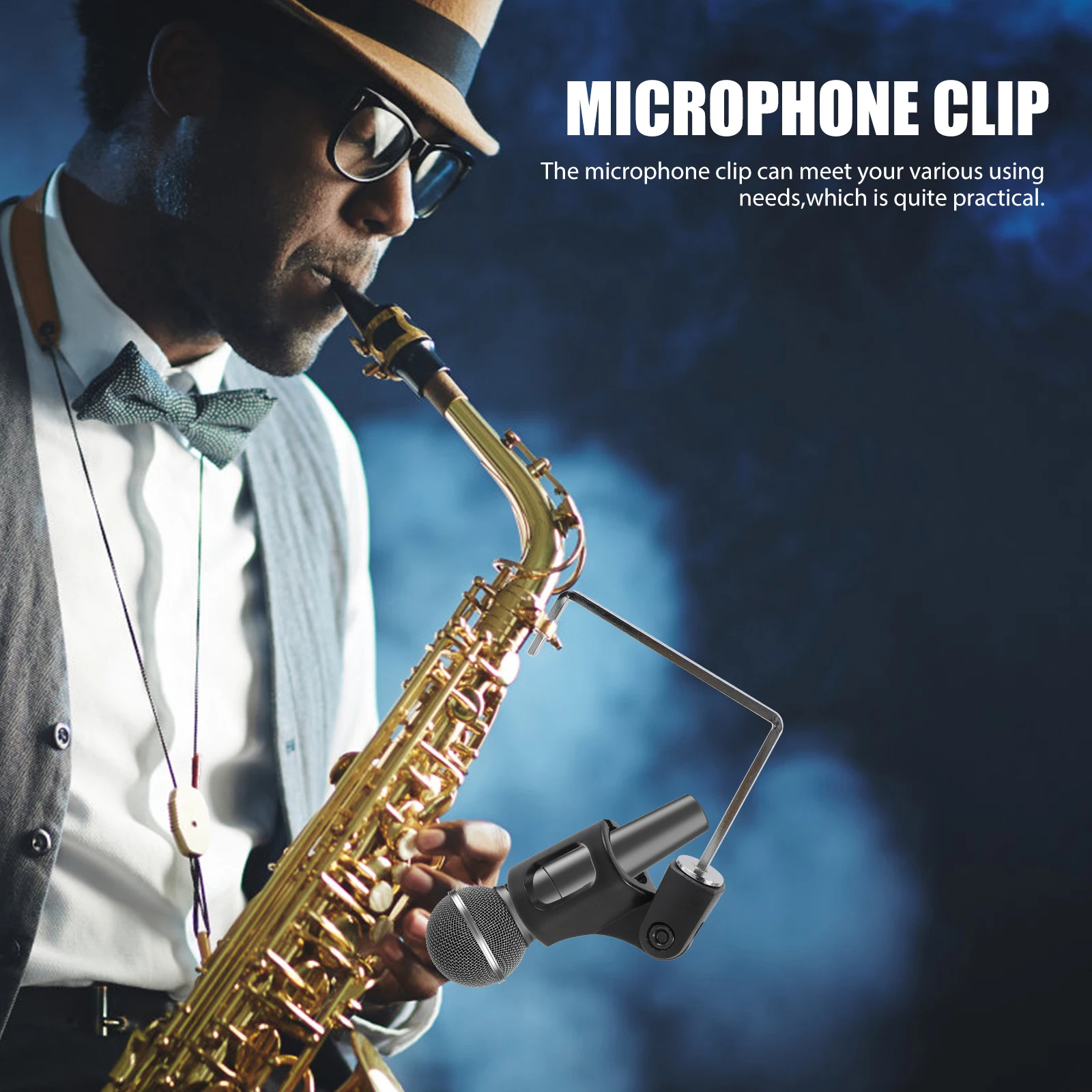 

Saxophone Microphone Clip Clamp Mount for Stand Stereo Mounts Metal Holder Clips