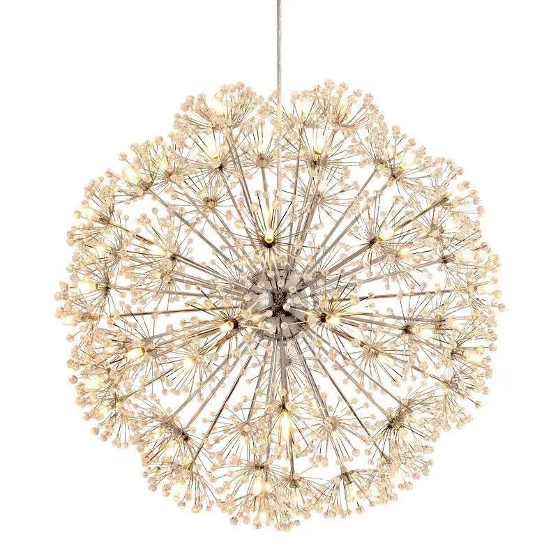Dandelion LED Pendant Lamp Luxury Crystal Suspension Light Hotel Cafe Bar Mall Living Bedroom Flower Hanging Ceiling Chandelier