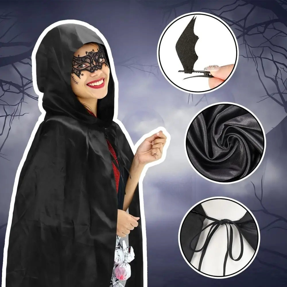 

Face Shield Women's Ghost Cloak Hairpin Stage Performance Halloween Cosplay Costume Party Props Loose Halloween Cloak with Hat