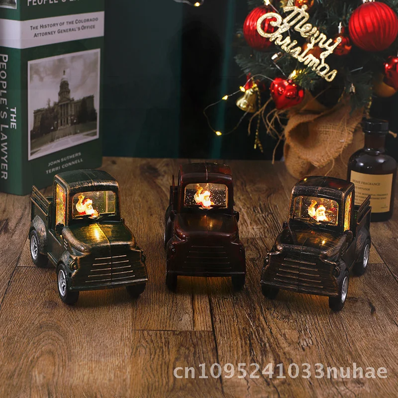 

Santa Claus Water Injection Wind Lamp Christmas Night Light Cross-border Car Decoration Pastoral Cartoon Resin Window Gift