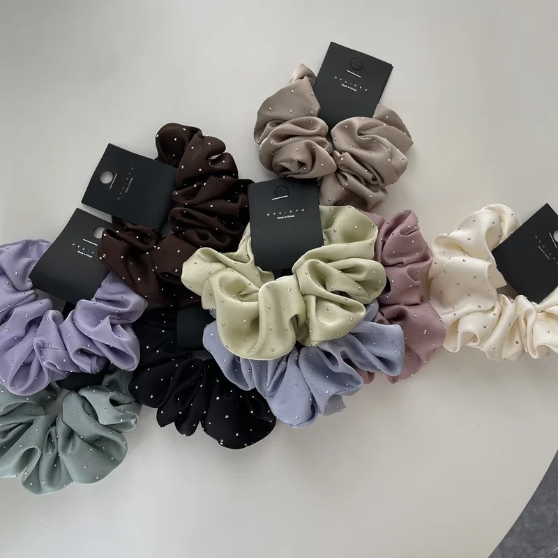 Moda cor sólida cristal cabelo scrunchies coreano elástico faixas de cabelo para mulheres rabo de cavalo laços de cabelo meninas acessórios de cabelo
