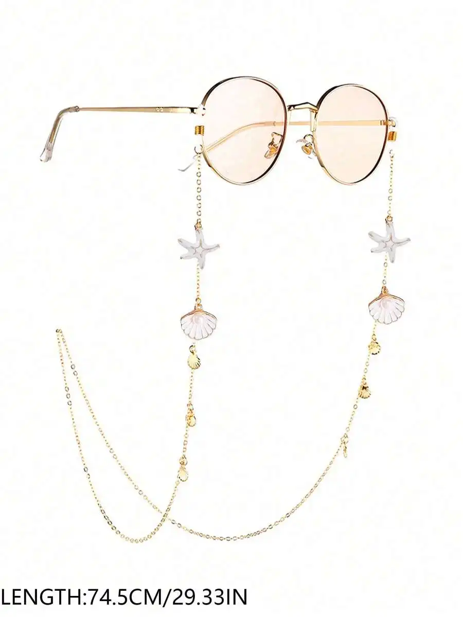 1pc Starfish,Shell Decorated Eyeglasses Chain,Women's Eyeglasses Chain,Women's Anti-Slip Eyeglasses Strap,Travel Essential